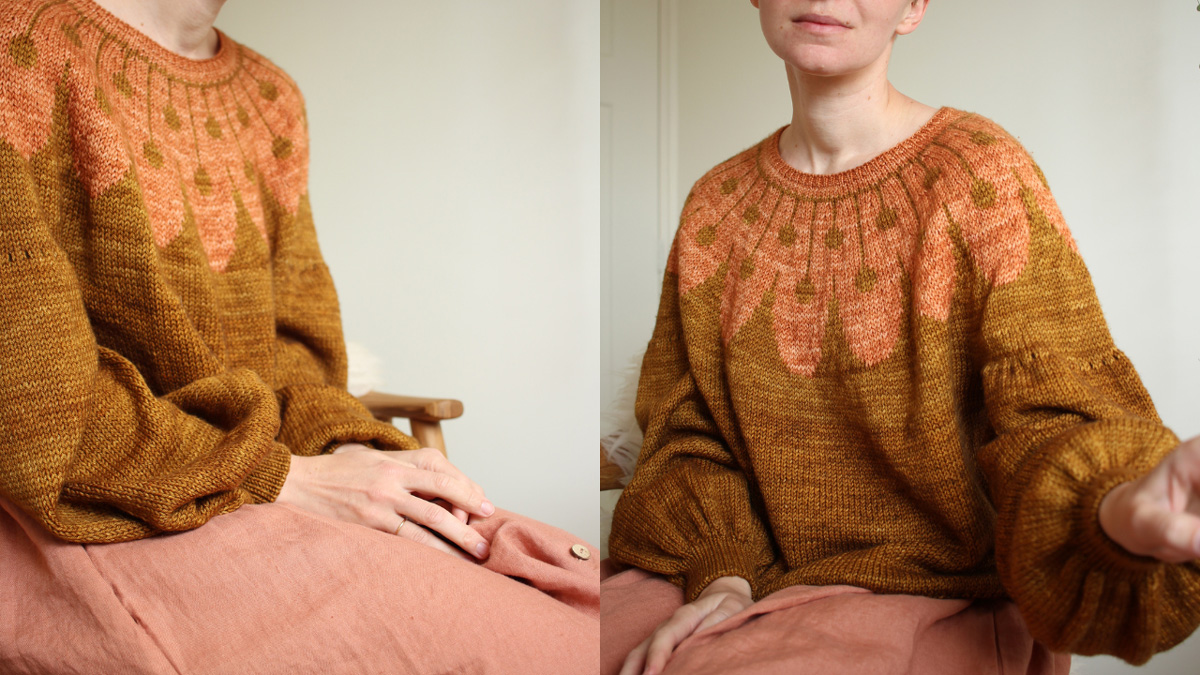 Knitting pattern Blath flower sweater by Teti Lutsak